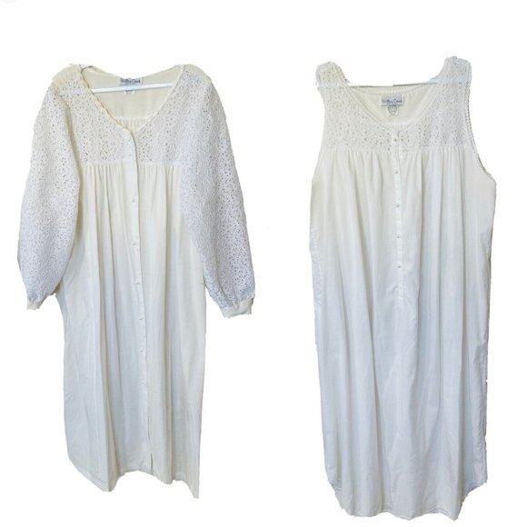 Vintage Gauzy Cotton Lace Country Peignoir Nightgown Set - Picture 1 of 12